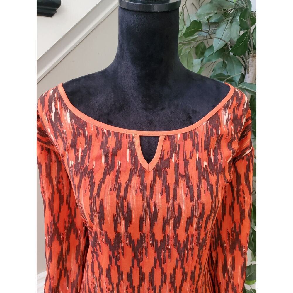 Cato Women's Orange 100% Polyester Round Neck Long Sleeve Top Blouse Size 26/28W - Picture 11 of 13